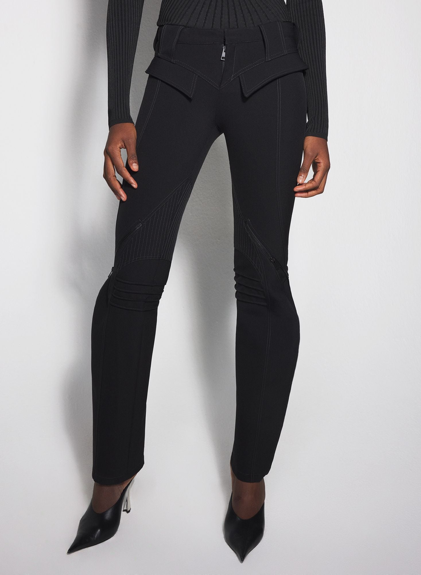 BLACK ZIPPED SCUBA PANTS