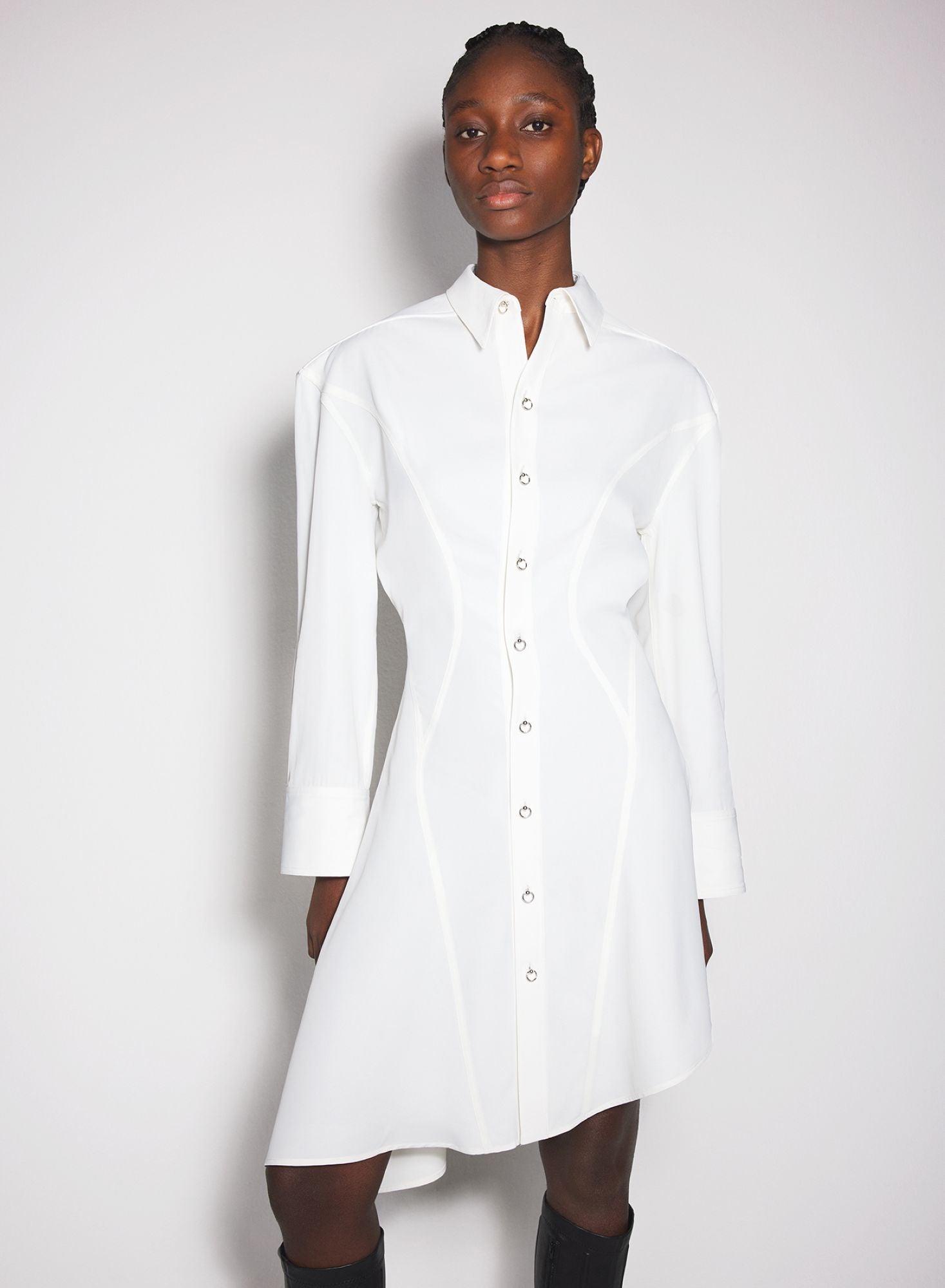 BLACK BACKLESS SHIRT DRESS