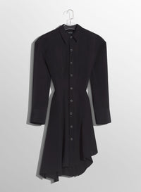 BLACK BACKLESS SHIRT DRESS