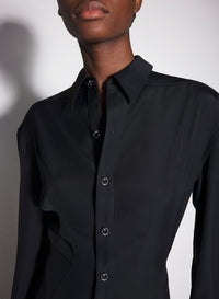 BLACK // black backless shirt dress