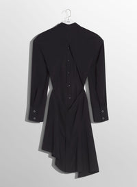 BLACK BACKLESS SHIRT DRESS