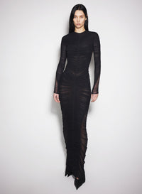 BLACK RUCHED GOWN