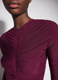 BLOOD RED // burgundy ruched gown