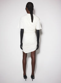 OFF-WHITE DRAPED PIERCED DAY DRESS