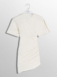 OFF-WHITE DRAPED PIERCED DAY DRESS