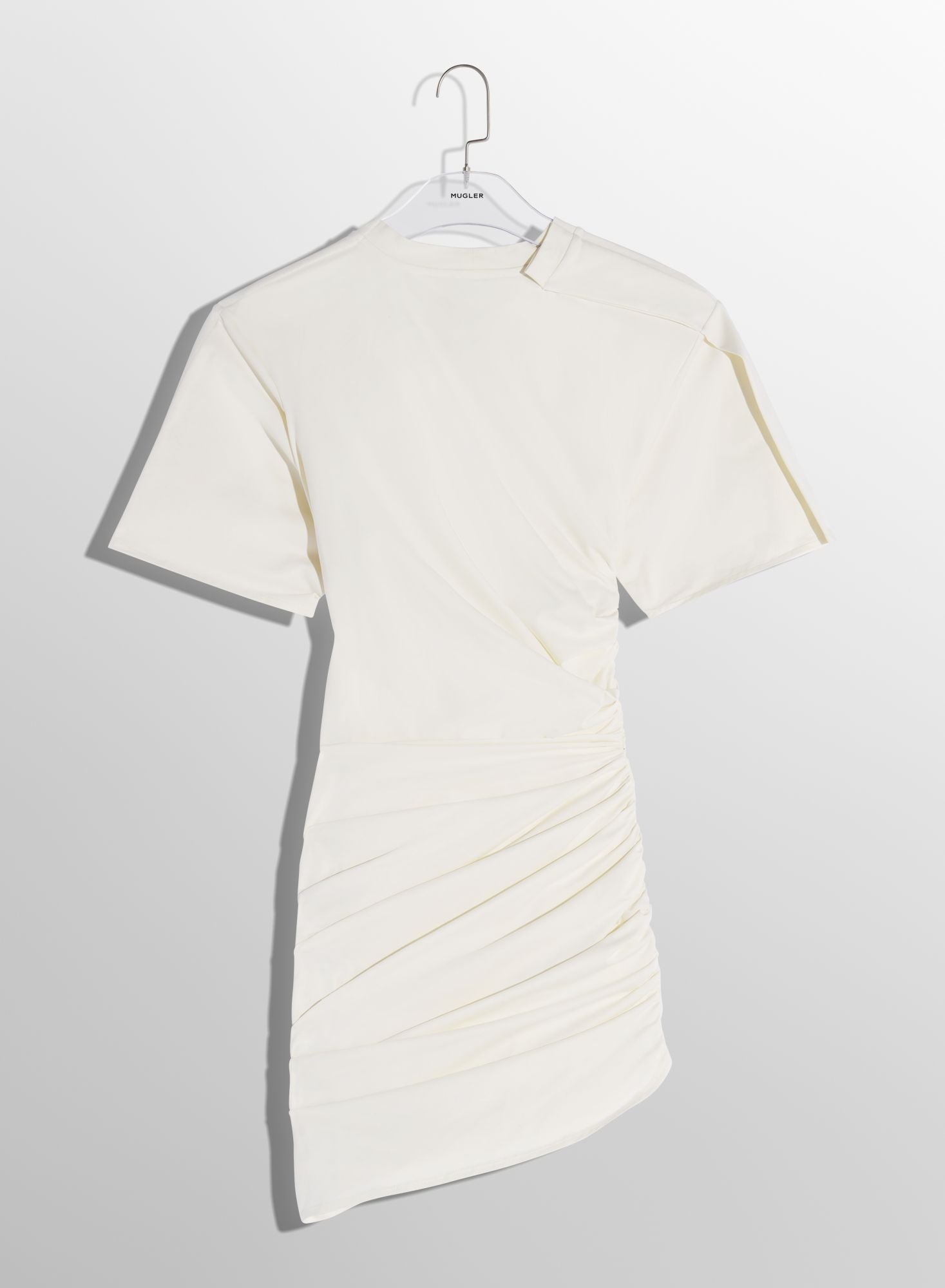 OFF-WHITE DRAPED PIERCED DAY DRESS