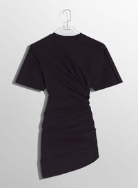 OFF-WHITE DRAPED PIERCED DAY DRESS