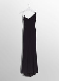 BLACK CREPE GOWN WITH METALLIC DETAIL