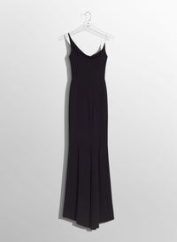 BLACK CREPE GOWN WITH METALLIC DETAIL
