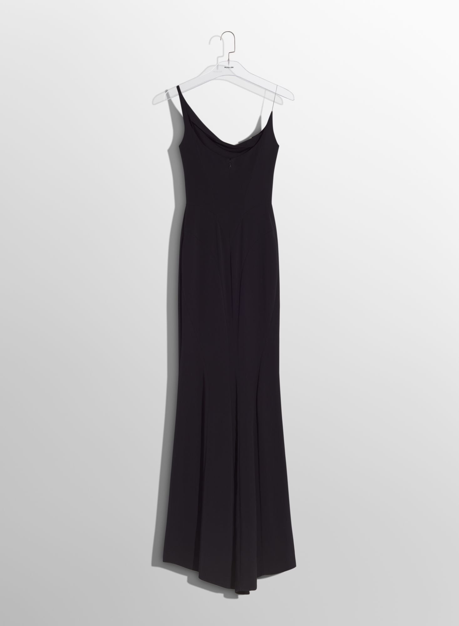 BLACK CREPE GOWN WITH METALLIC DETAIL