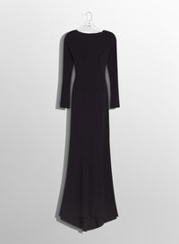 Robe longue en crêpe à dos nu et boucles - Black