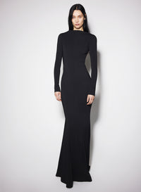 Robe longue en crêpe à dos nu et boucles - Black