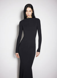Robe longue en crêpe à dos nu et boucles - Black