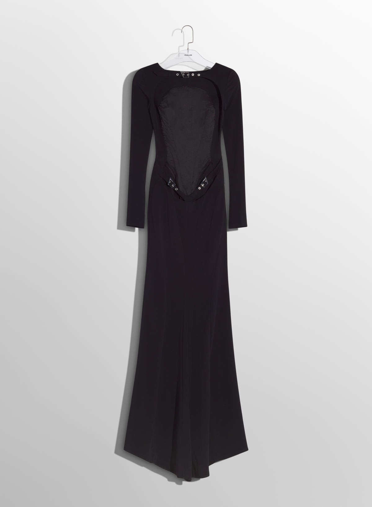 Robe longue en crêpe à dos nu et boucles - Black