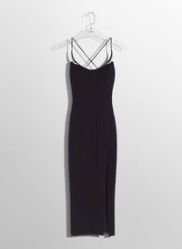 BLACK COCKTAIL DRESS WITH METALLIC DETAILS