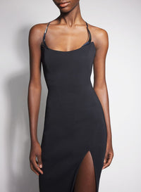 BLACK // black cocktail dress with metallic details
