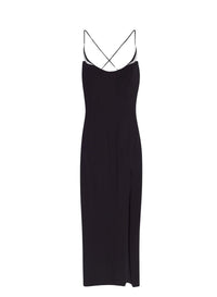 BLACK // black cocktail dress with metallic details