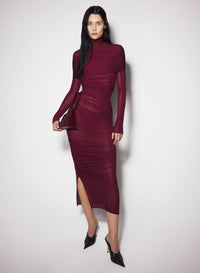 BLACK SHEER RUCHED DRESS