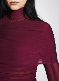 BLACK // black sheer ruched dress