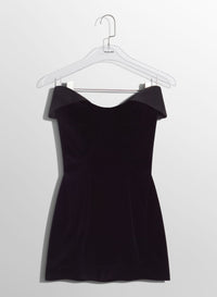 BLACK VELVET AND SATIN MINI DRESS