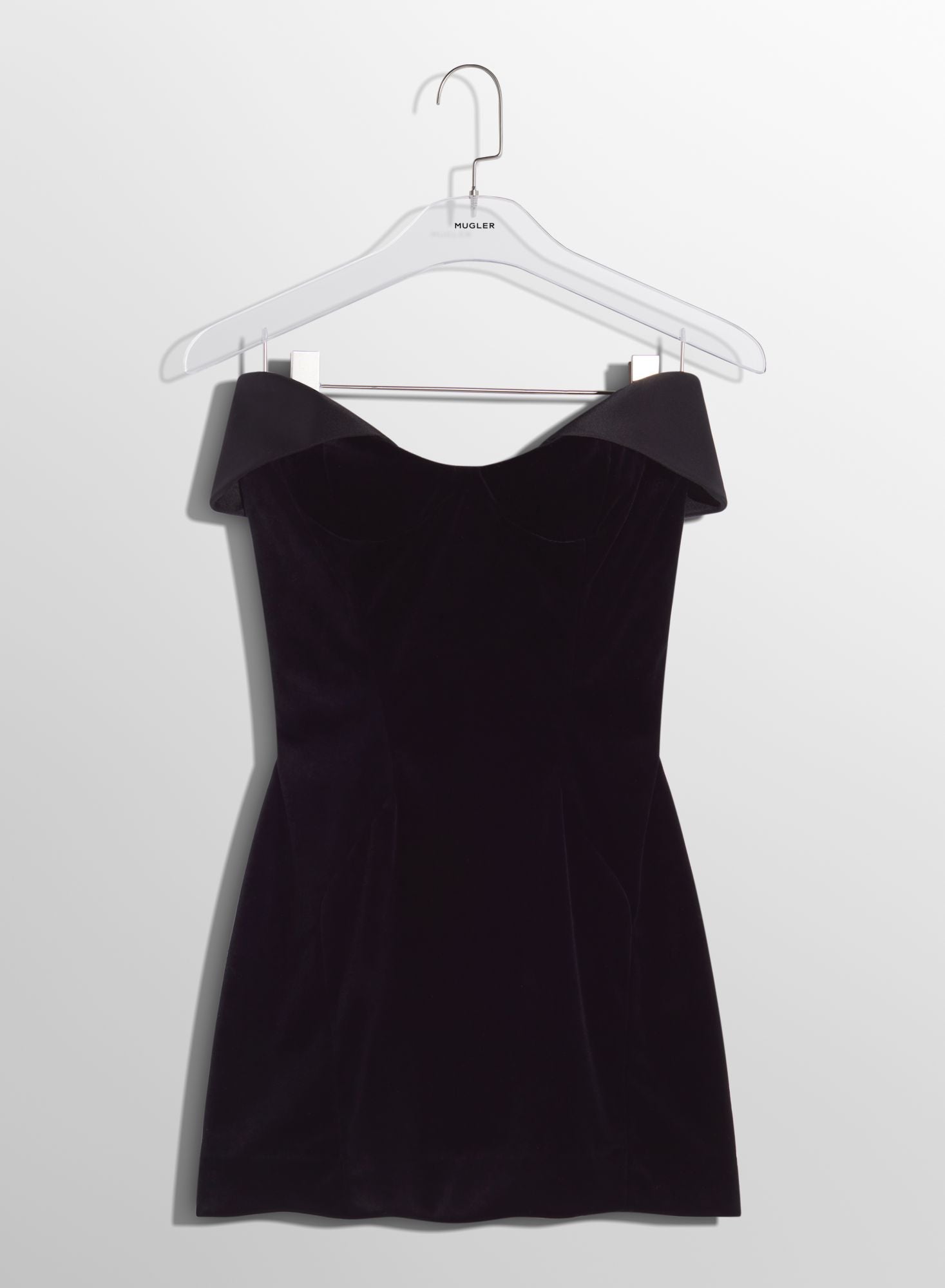 BLACK VELVET AND SATIN MINI DRESS