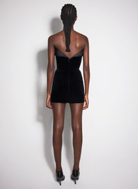 BLACK VELVET AND SATIN MINI DRESS