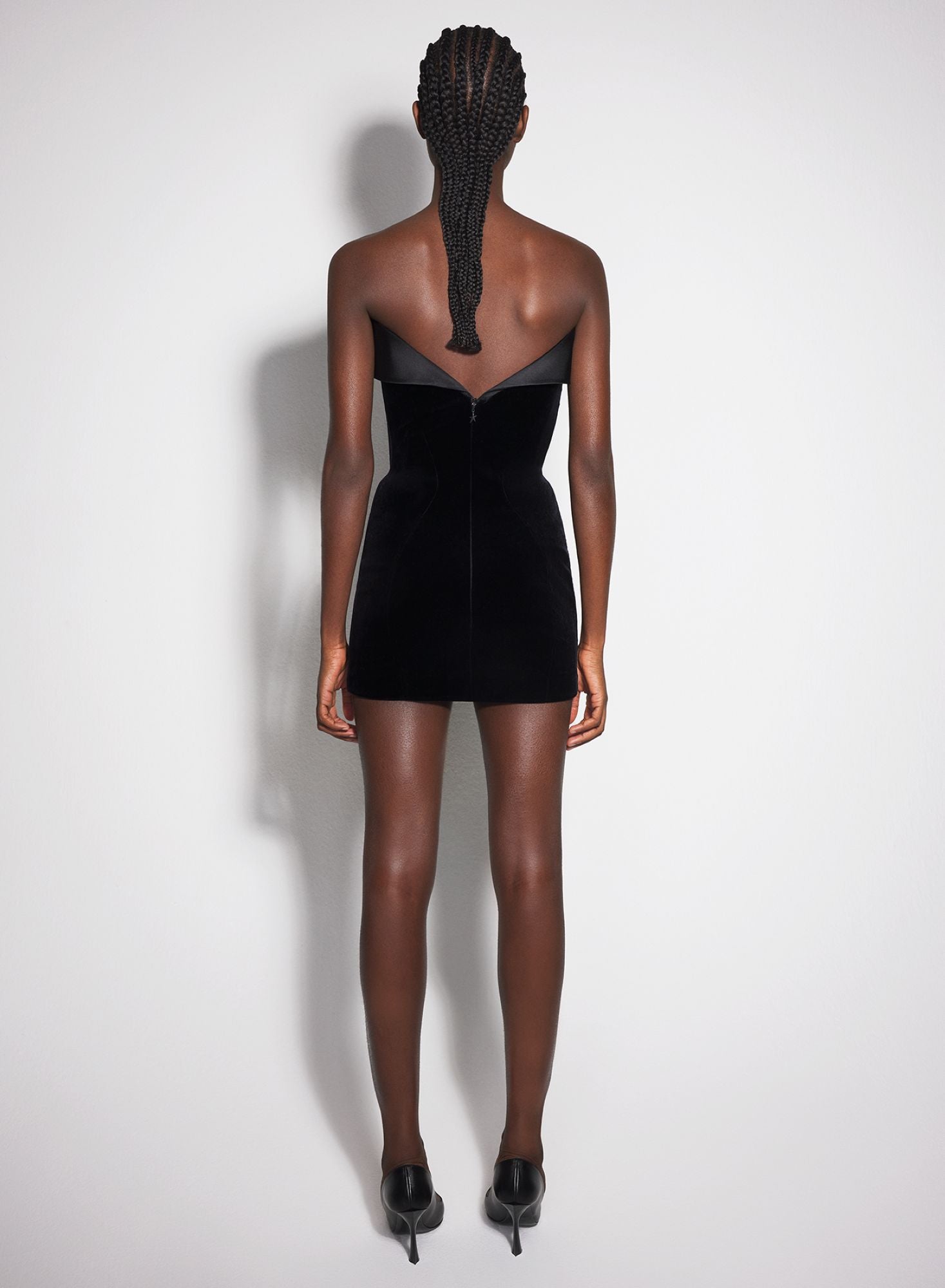 BLACK VELVET AND SATIN MINI DRESS