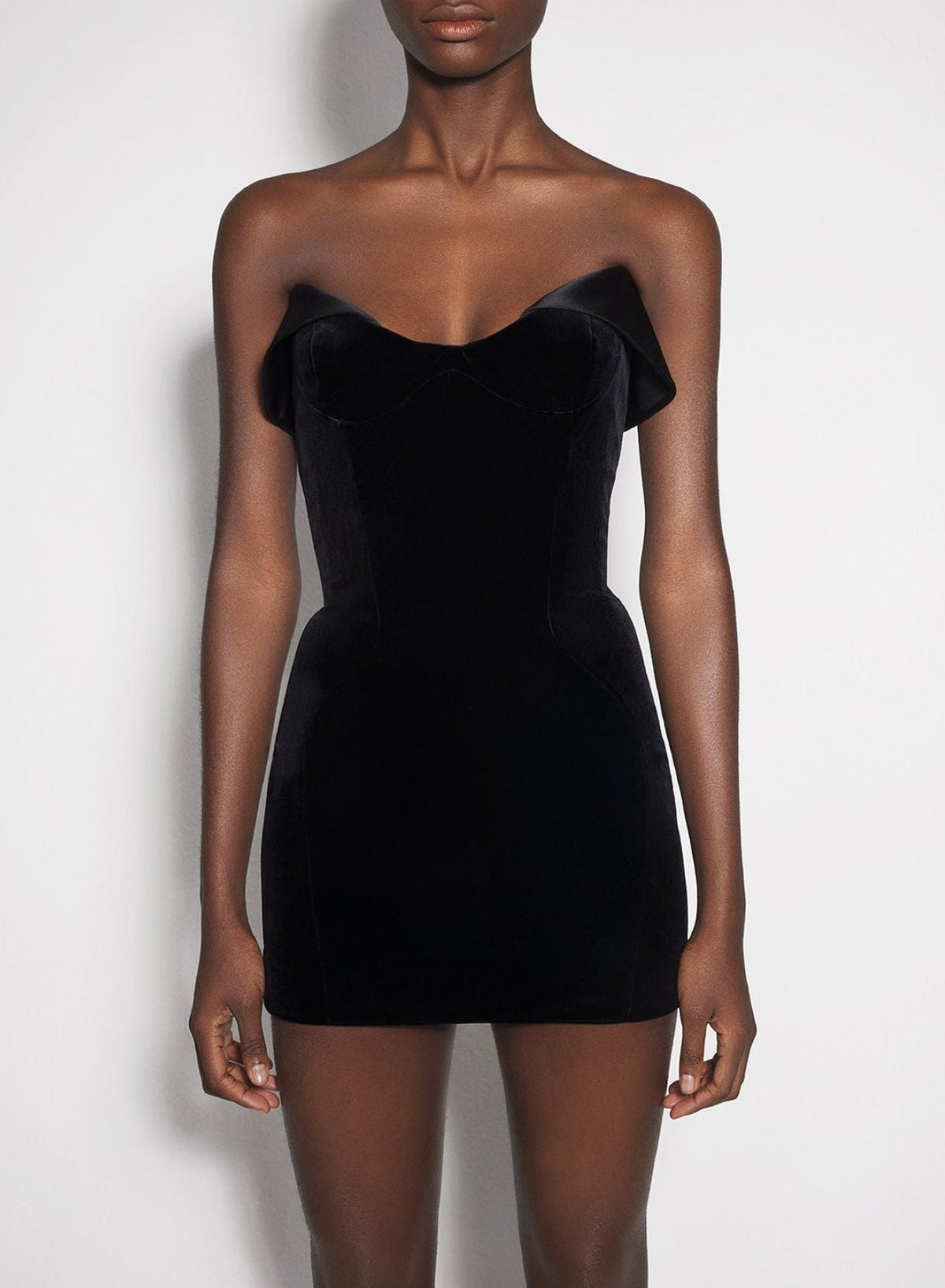 BLACK // black velvet and satin mini dress