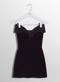 BLACK VELVET AND SATIN MINI DRESS