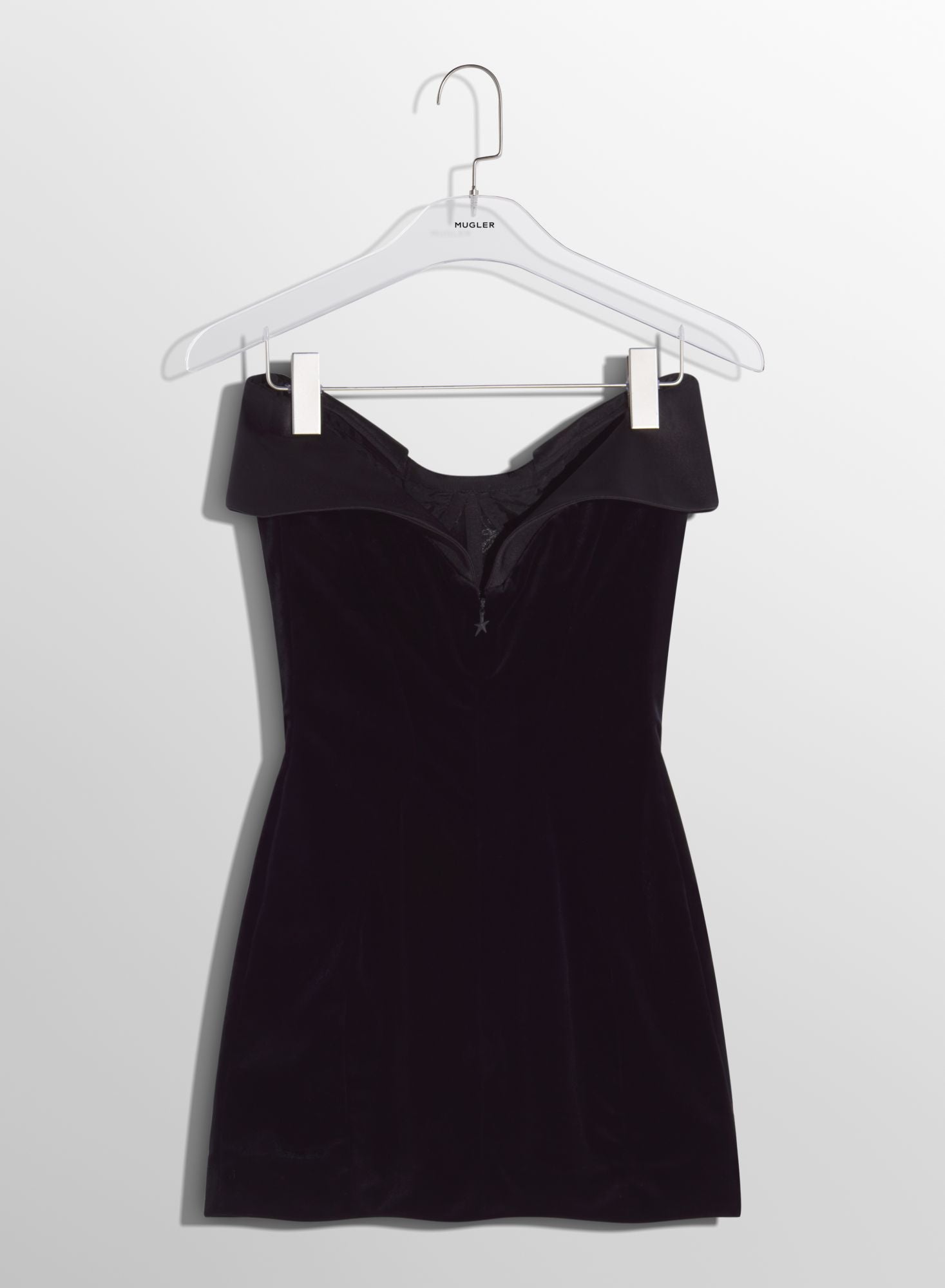 BLACK VELVET AND SATIN MINI DRESS