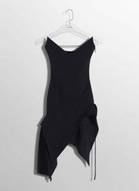 BLACK ASYMMETRIC BUSTIER DRESS