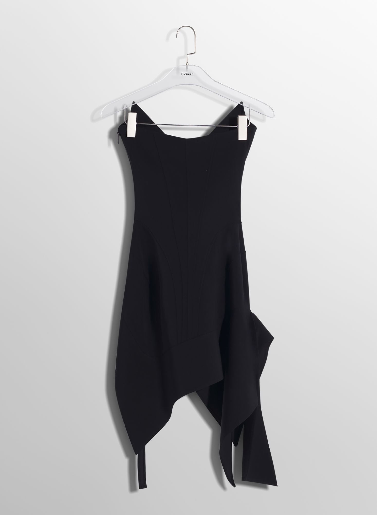 BLACK ASYMMETRIC BUSTIER DRESS