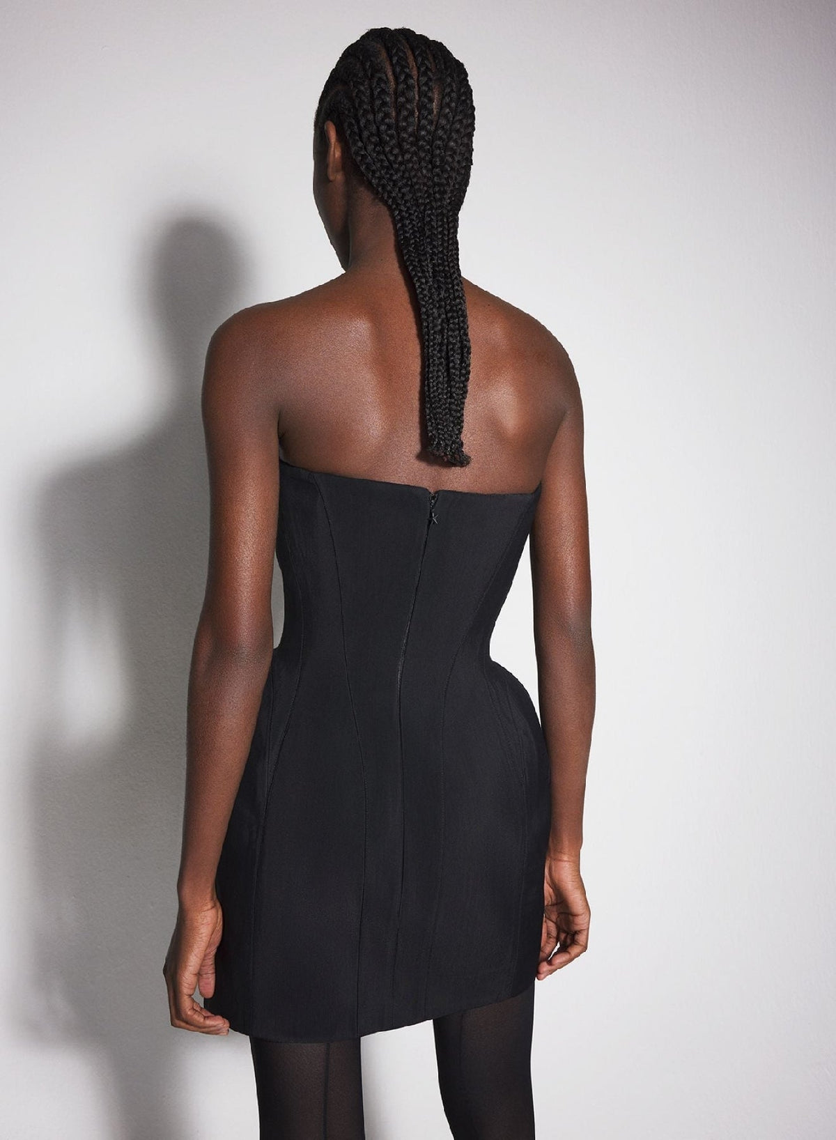 BLACK // black slitted tailored bustier dress