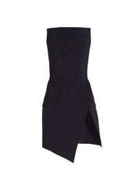 BLACK // black slitted tailored bustier dress