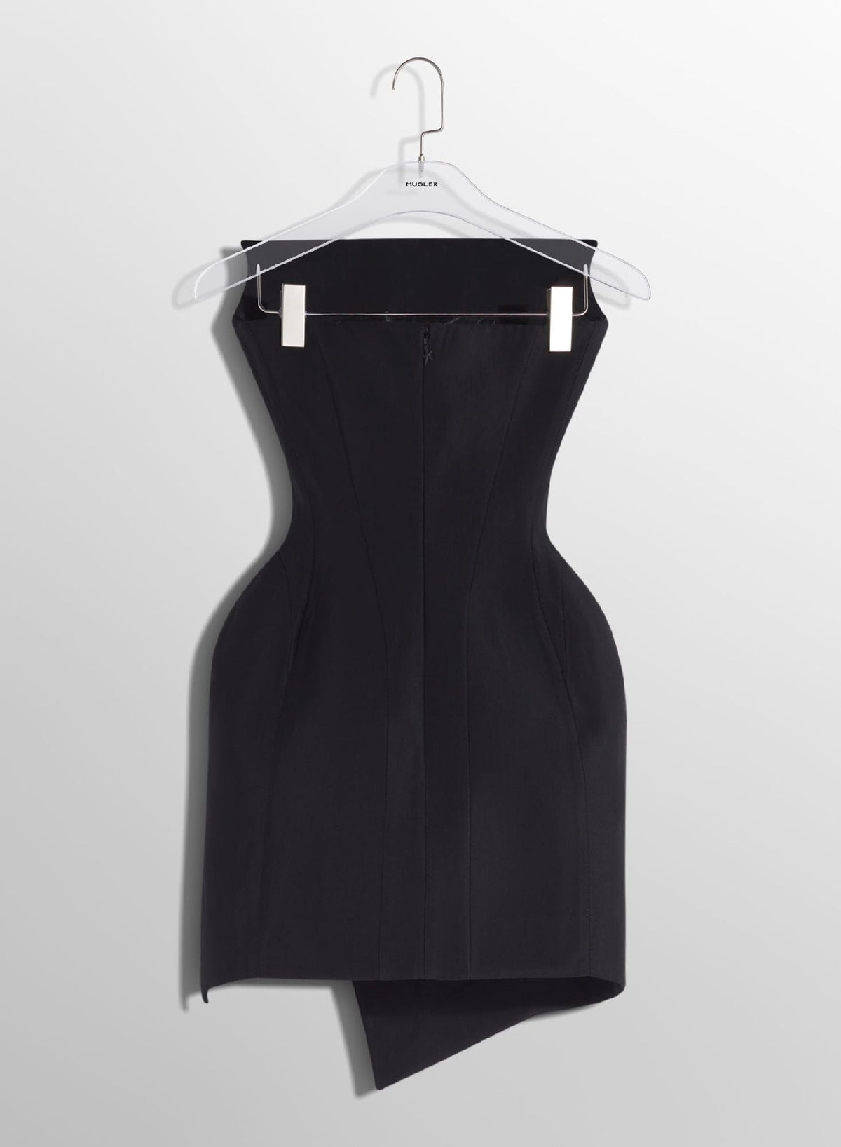 BLACK // black slitted tailored bustier dress