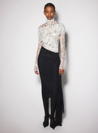 OFF-WHITE DÉVORÉ VELVET RUCHED TOP