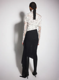 OFF-WHITE DÉVORÉ VELVET RUCHED TOP