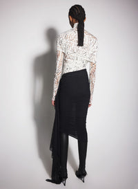 NUDE 01 TILES PRINT // off-white dévoré velvet ruched top