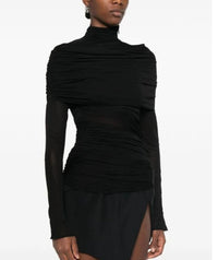 BLACK RUCHED TOP