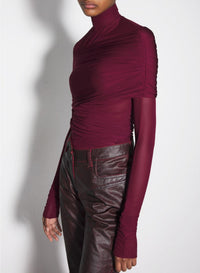 BLOOD RED // red ruched top