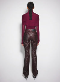 BLOOD RED // red ruched top