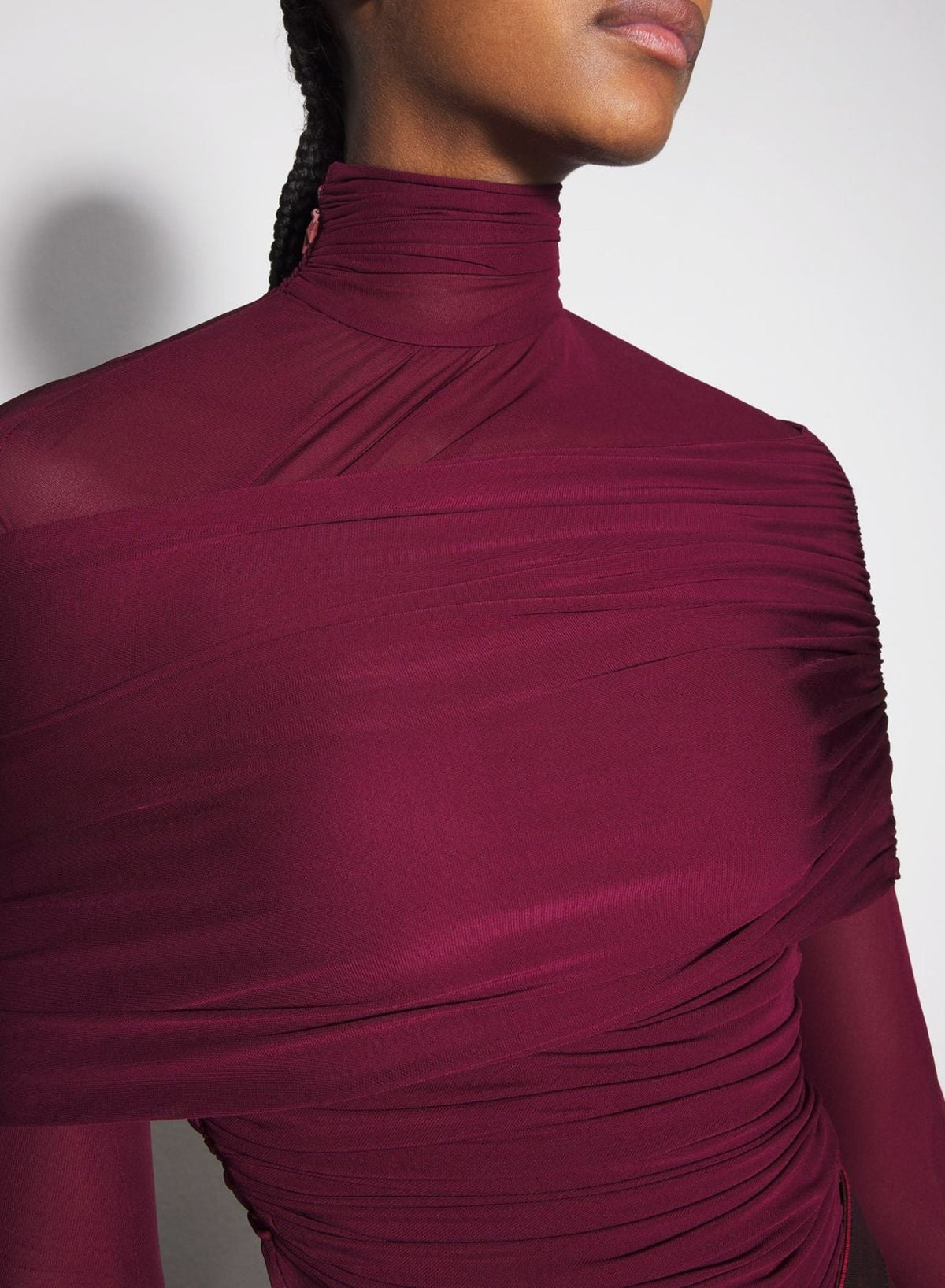 BLOOD RED // red ruched top