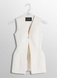 WHITE CORSETED PIERCED VEST