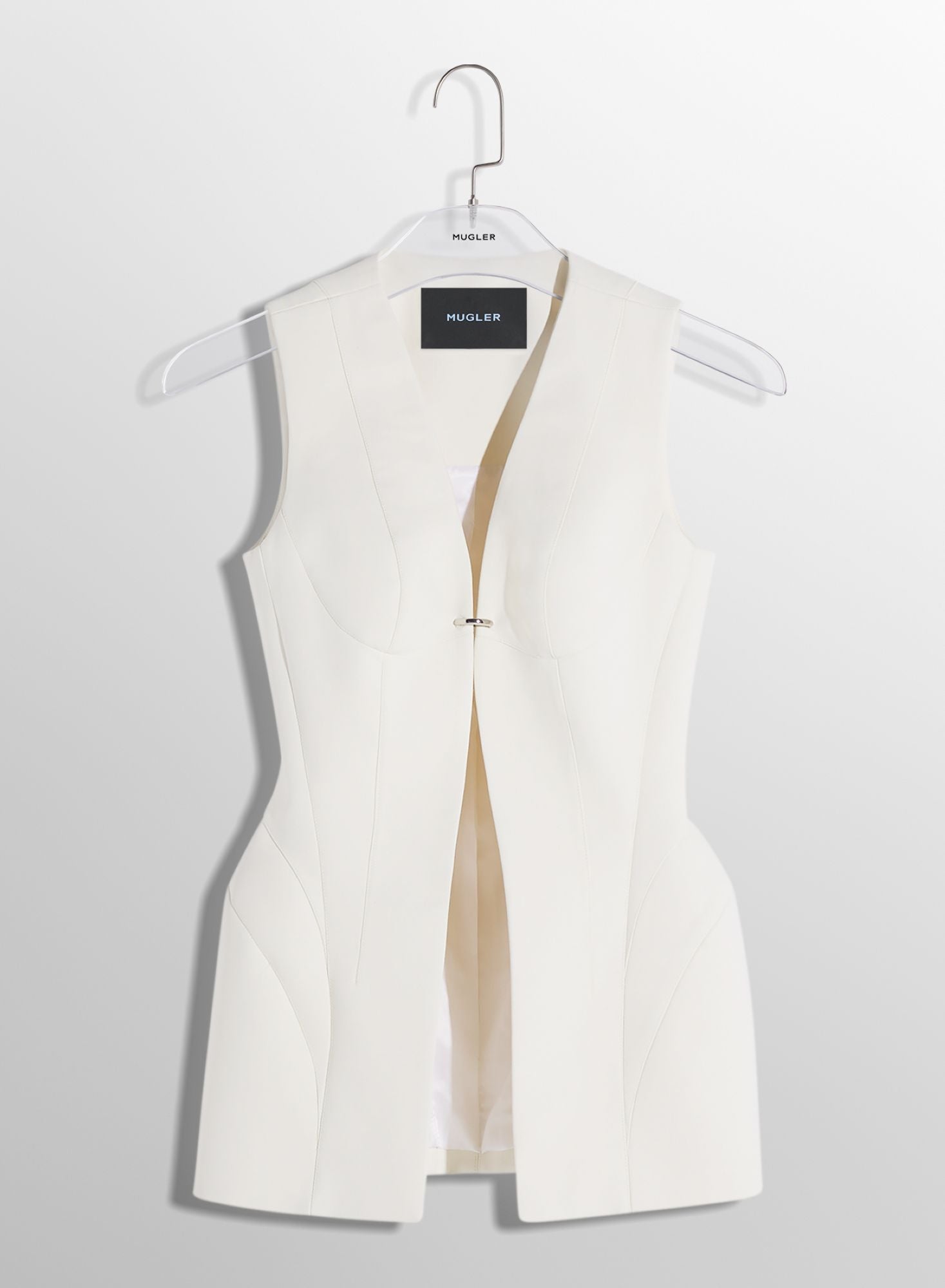 WHITE CORSETED PIERCED VEST