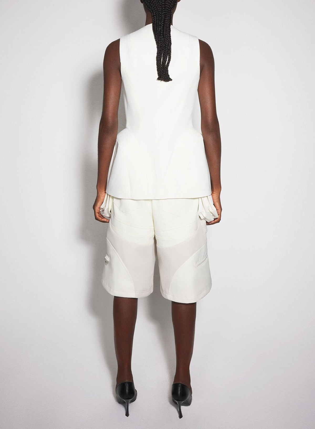 OFF WHITE // white corseted pierced vest