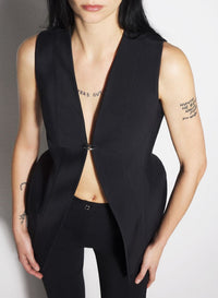 BLACK // black corseted pierced vest