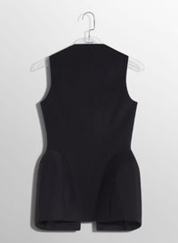 BLACK // black corseted pierced vest