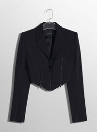 BLACK ZIPPED WOOL JACKET