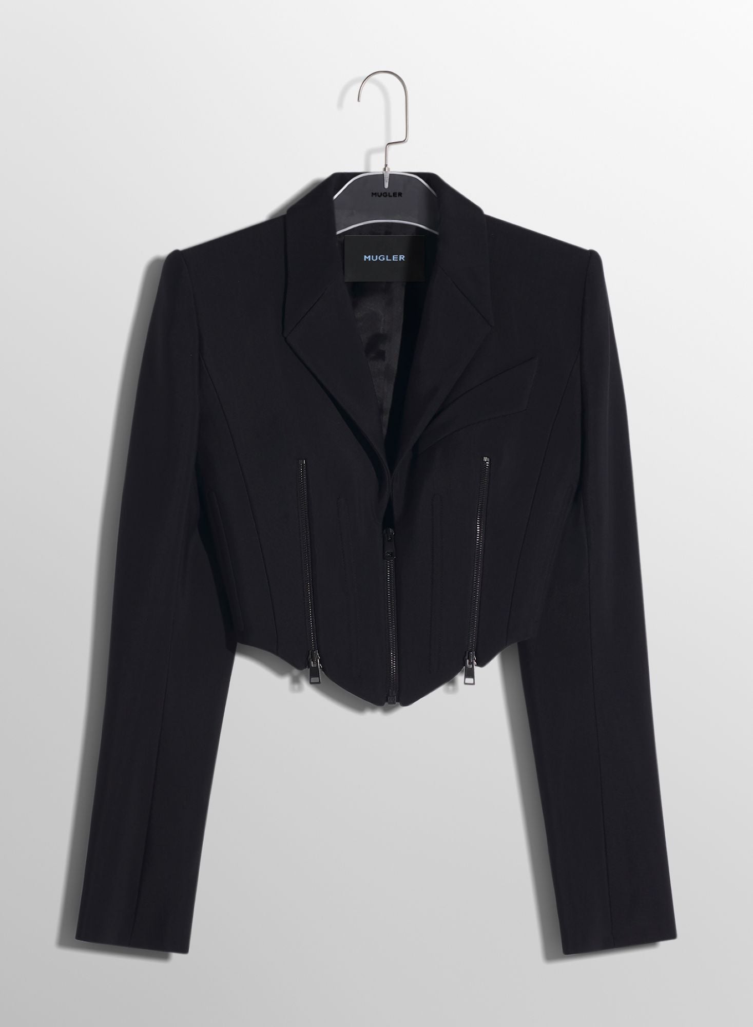 BLACK ZIPPED WOOL JACKET