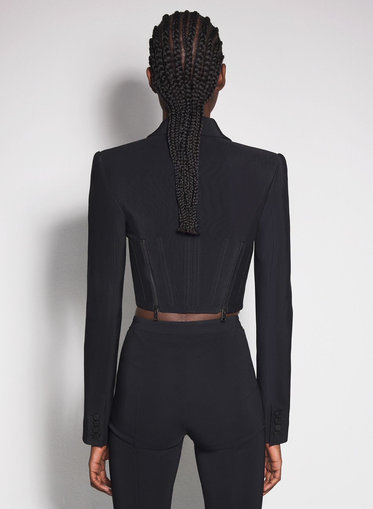 BLACK ZIPPED WOOL JACKET